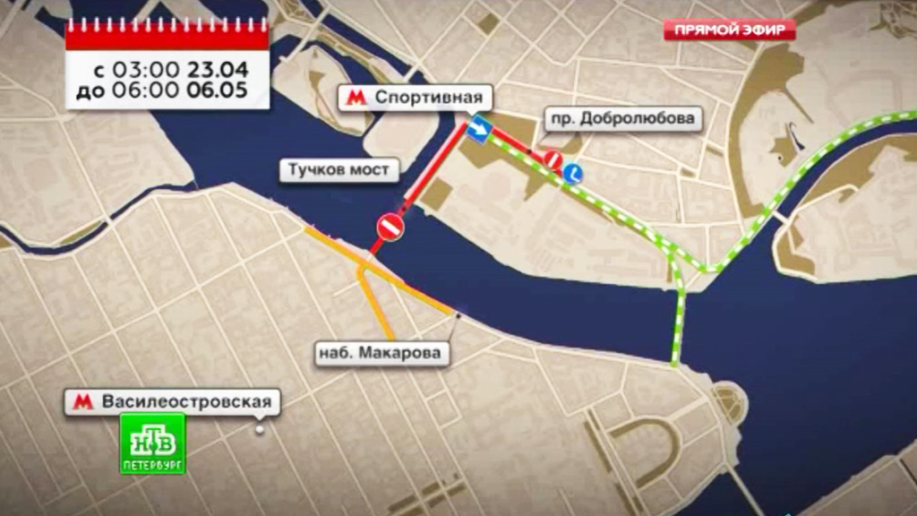 Движение по Тучкову мосту на 100% закроют на две недели Движение по Тучкову мосту на 100% закроют на две недели