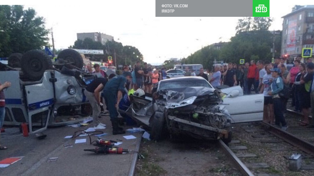 Нетрезвый шофёр таранил полицейский автомобиль — Погоня в Ангарске